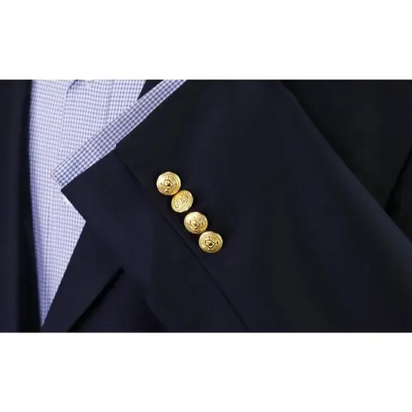 Lauren Ralph Lauren Mens Navy Blue Gold Button Wool Blazer Jacket 44L